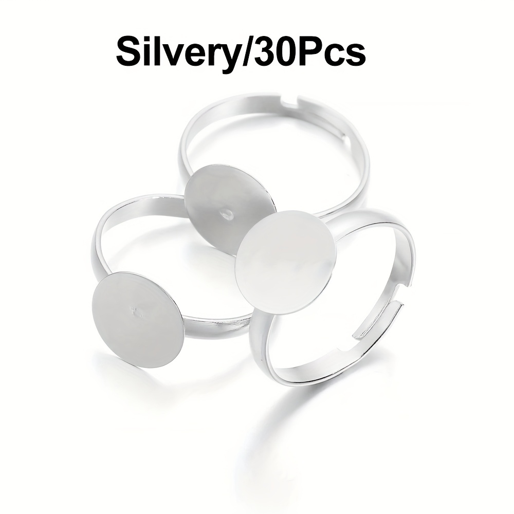 TEMU 30pcs/Pack Base de Bague Ajustable Base de Bague Ronde Base de Temporelle Additions de Bijoux Fabrication