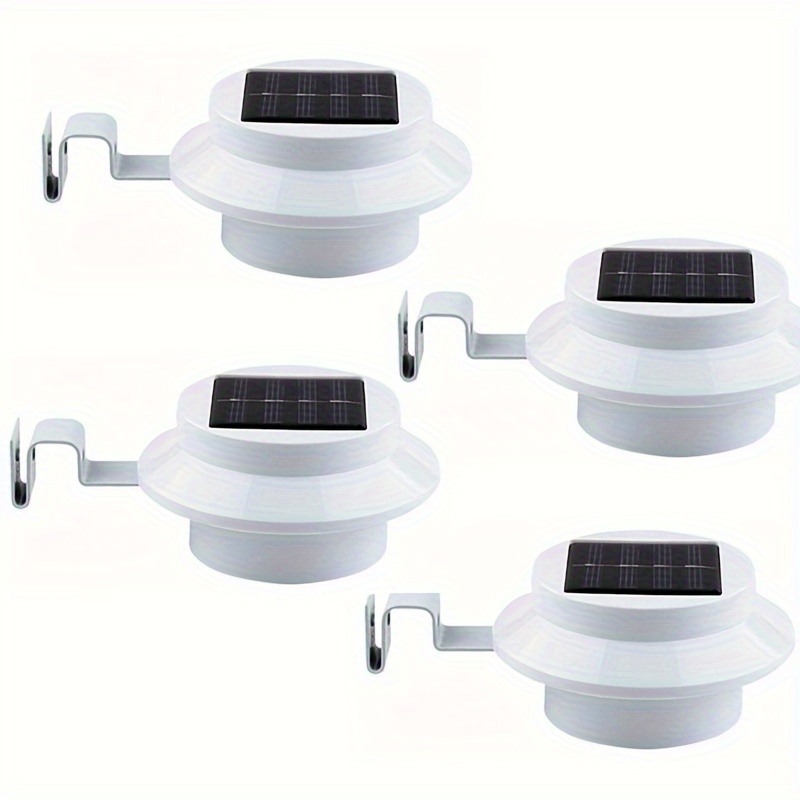 

4pcs White Solar Powered Gutter Lights Decorative Led Fence Lamp For Lighting Railing, Outside Wall, Deck,, Path,, ,, Patio