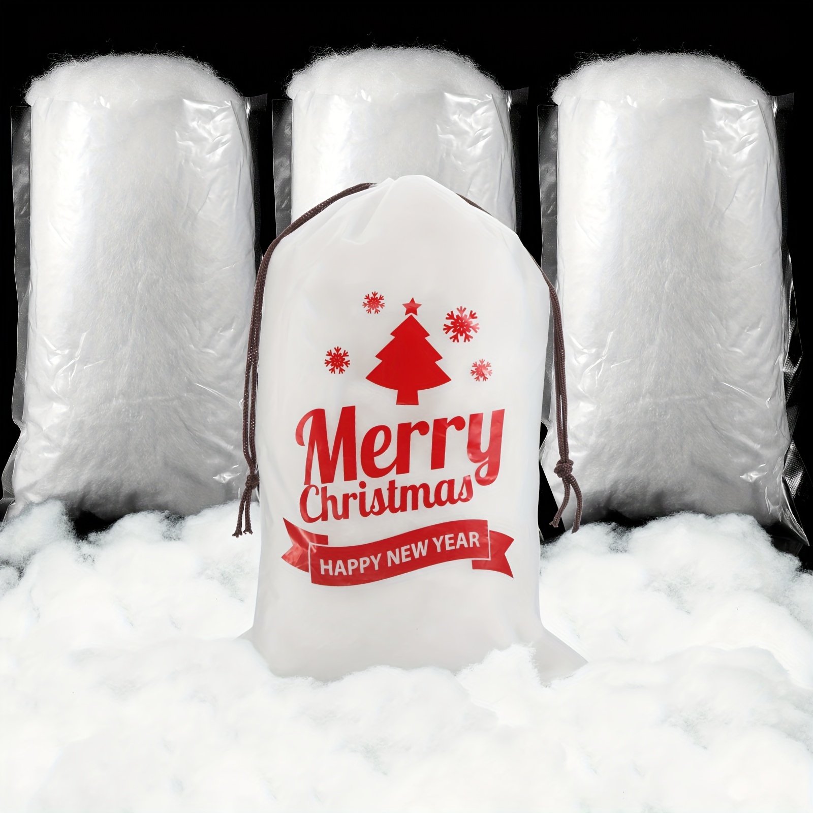 TEMU 3 Bags Of Artificial Snow Decoration For Christmas, Featuring Fluffy Indoor Snow Blankets Bag, Perfect For Winter Mantles, Village Scenes, And