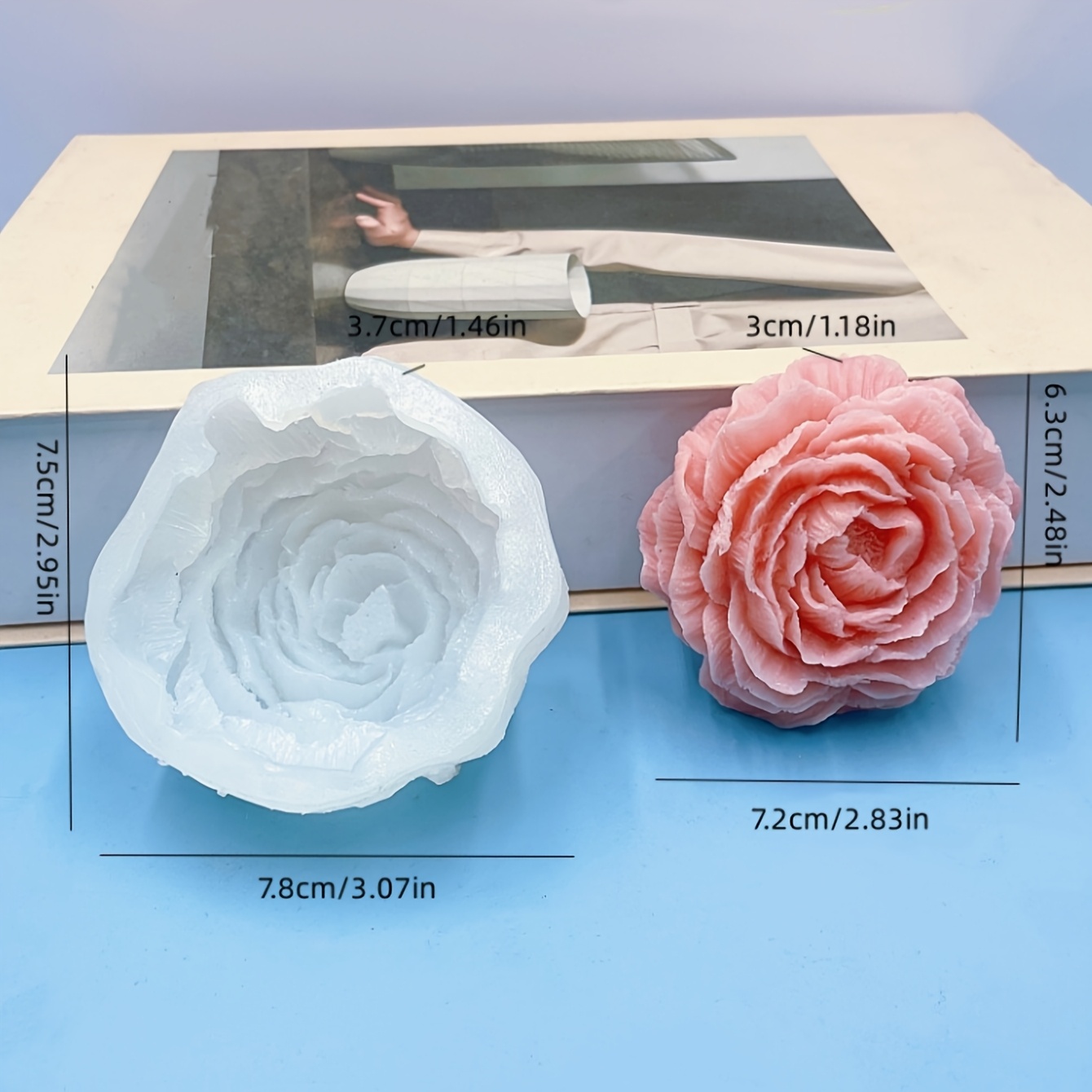 Image of Peony Scented Candle Silicone Mold Diy Peony Rose Plaster Candle Decoration Silicone Mold