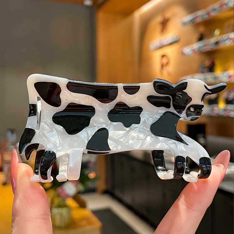 1pc Cute Cow Printed Hair Claw - Medium, Sweet Cartoon Design For