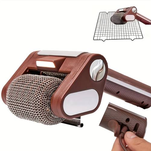 grill cleaning brush cordless rechargeable bbq tool with 350 rpm stainless steel roller and led light