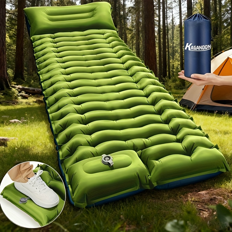 TEMU Ultralight Inflatable Camping Sleeping Pad With Built-in Foot Pump & Pillow - Compact Portable Sleeping Mat For Camping, Backpacking, Hiking,