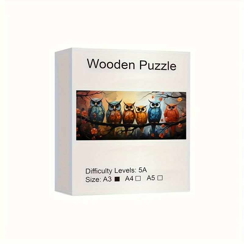 Owl Family Wooden Puzzle, Irregular Animal Shaped Wooden Jigsaw Puzzle, High-difficulty Intellectual Toy, Birthday Holiday Christmas Exquisite Gift, Family Game Home Decor