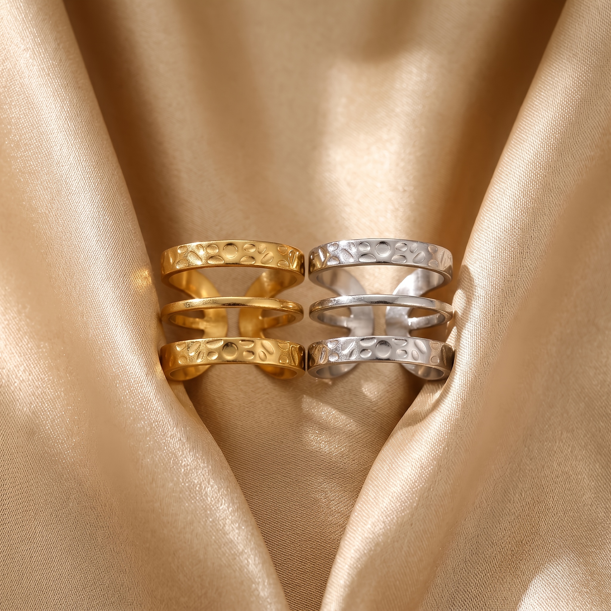 Hammered Dot Texture Open Ring for Women