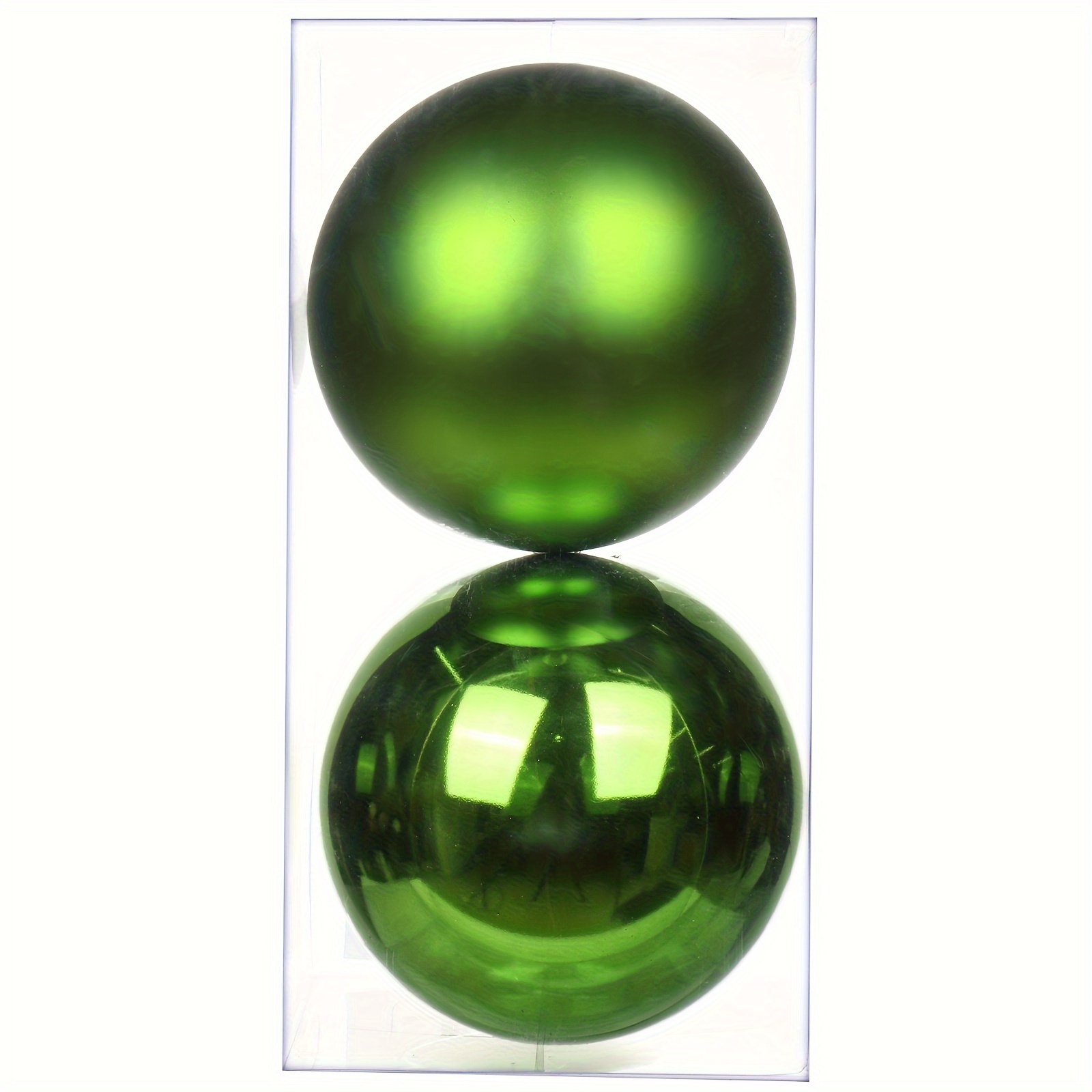 

Set Of 2 Bright + Matte/15cm Christmas Ball Ornaments, Pvc Box, Green, Best For Christmas