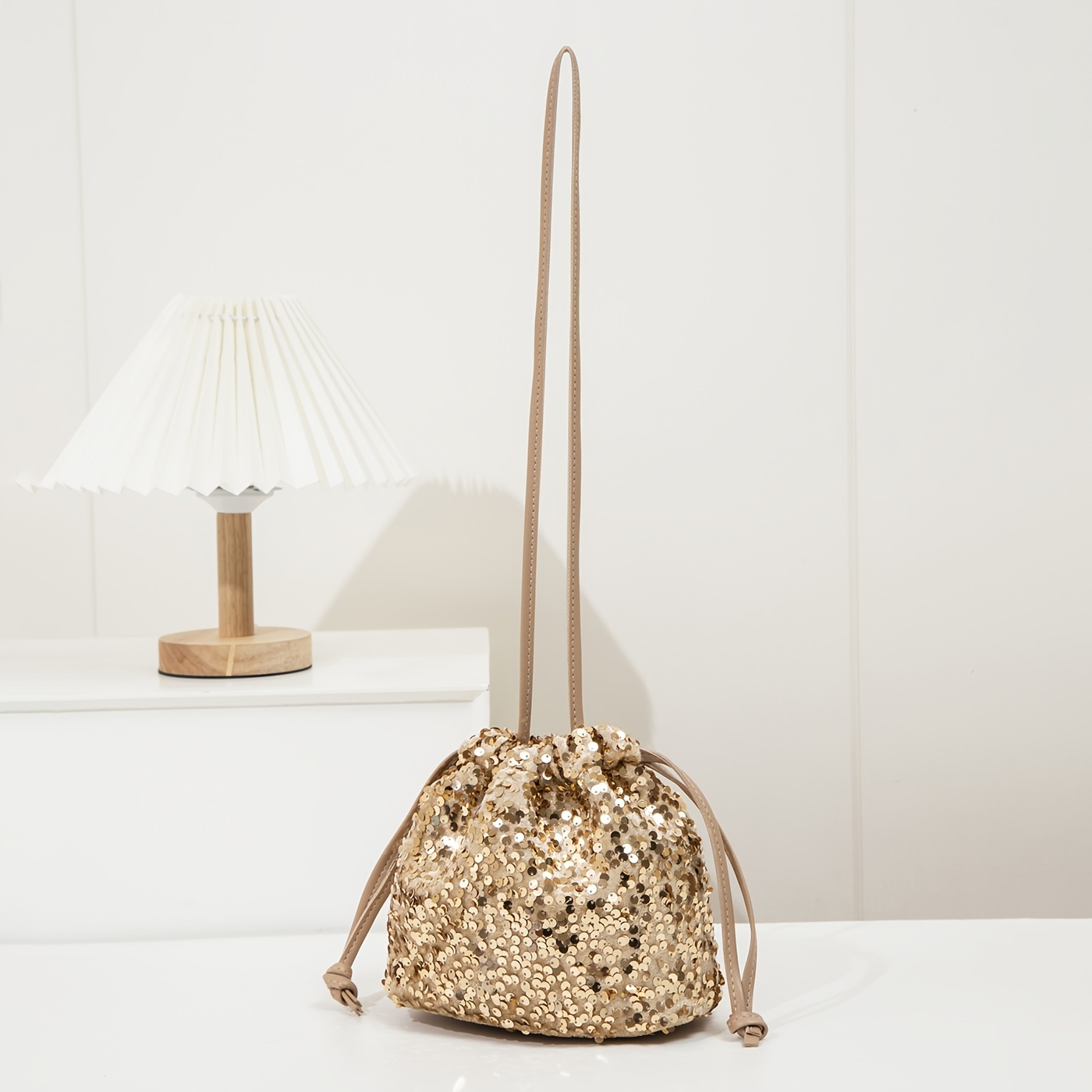 2025 Winter New Women's Bucket Bag Fashion Sequin Single Shoulder Bag