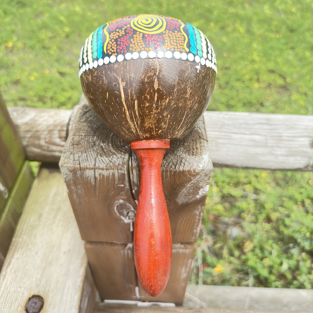 Handmade Painted Coconut Shell Sand Cone, Professional Percussion Accompaniment Instrument, Orff Percussion Sand Hammer, Suitable for Stage Playing, Accompaniment, Party, KTV, Best Gift for Holiday Gift Giving, Ktv Entertainment, Party Instrument, Cultural Instrument, Artistic Percussion, Quality Craftsmanship, Durable Construction, Rhythm Tool, Musical Accessory, Party Hosts, Music Performers