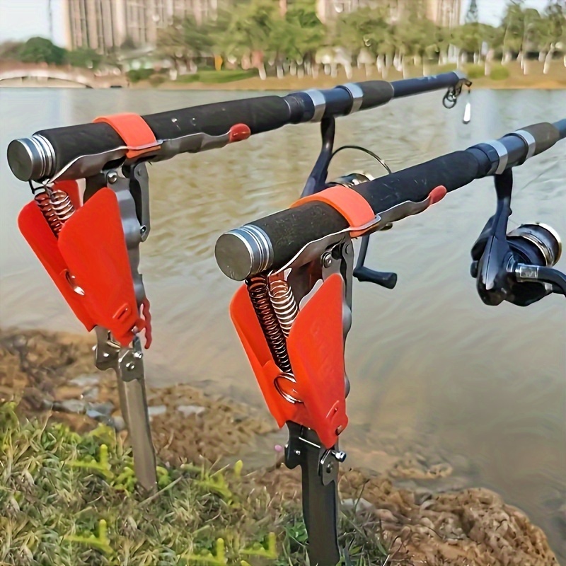 

1pc Premium Stainless Steel Fishing Rod Holder - Adjustable & Foldable With Automatic Spring Release - Bracket For - Essential Supplies For