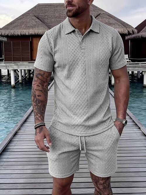wanrenshan obm 2-teiliges set: herren-sommerhemd + shorts. weicher bequemer stoff, atmungsaktiv für outdoor-sport, für urlaub tägliche herren-outfits. das perfekte geschenk.
