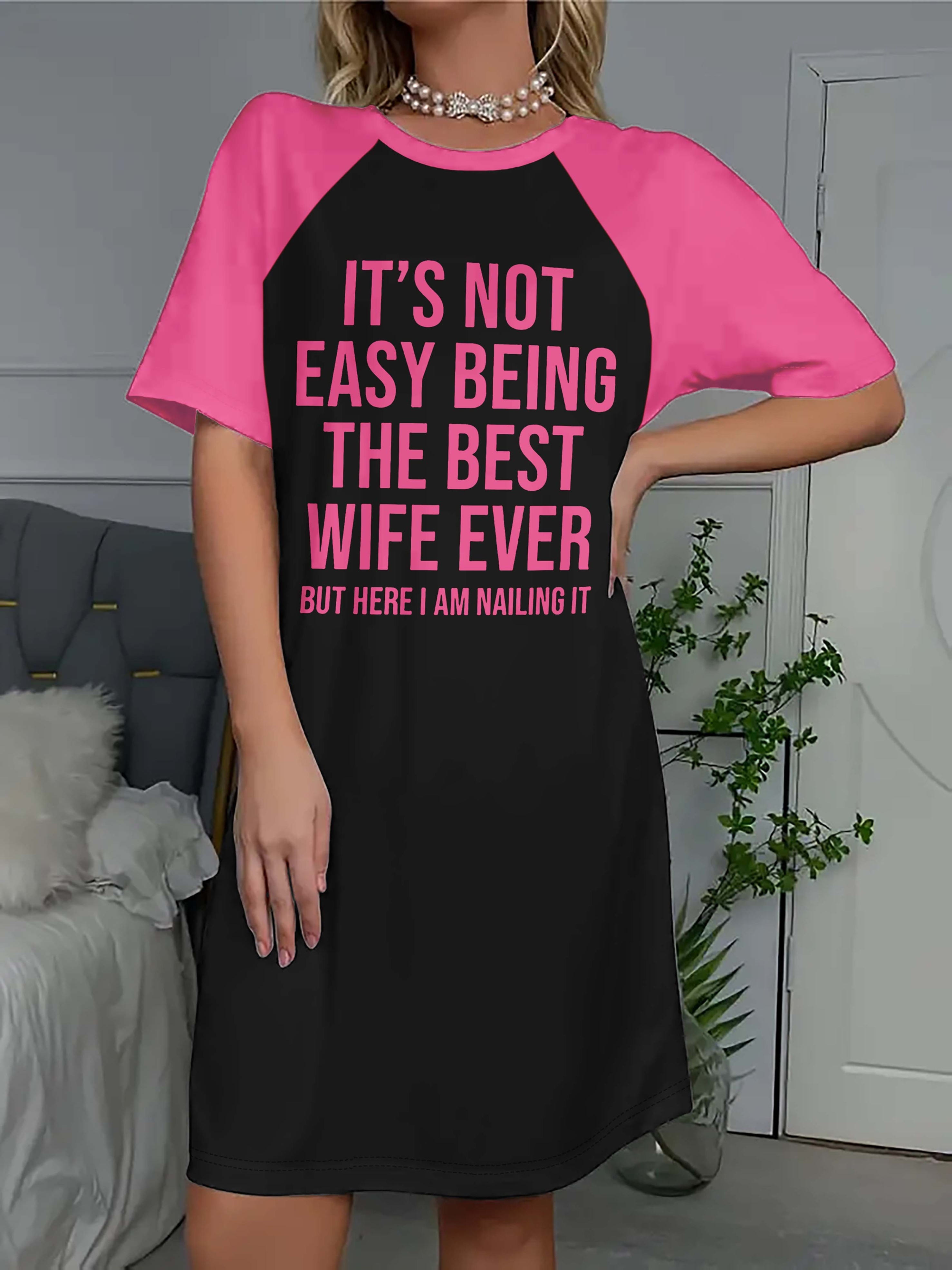 Hot Letter Printing Long Edition T-Shirt Sleeve Color Contrast Design Dress Black And White Color Printing