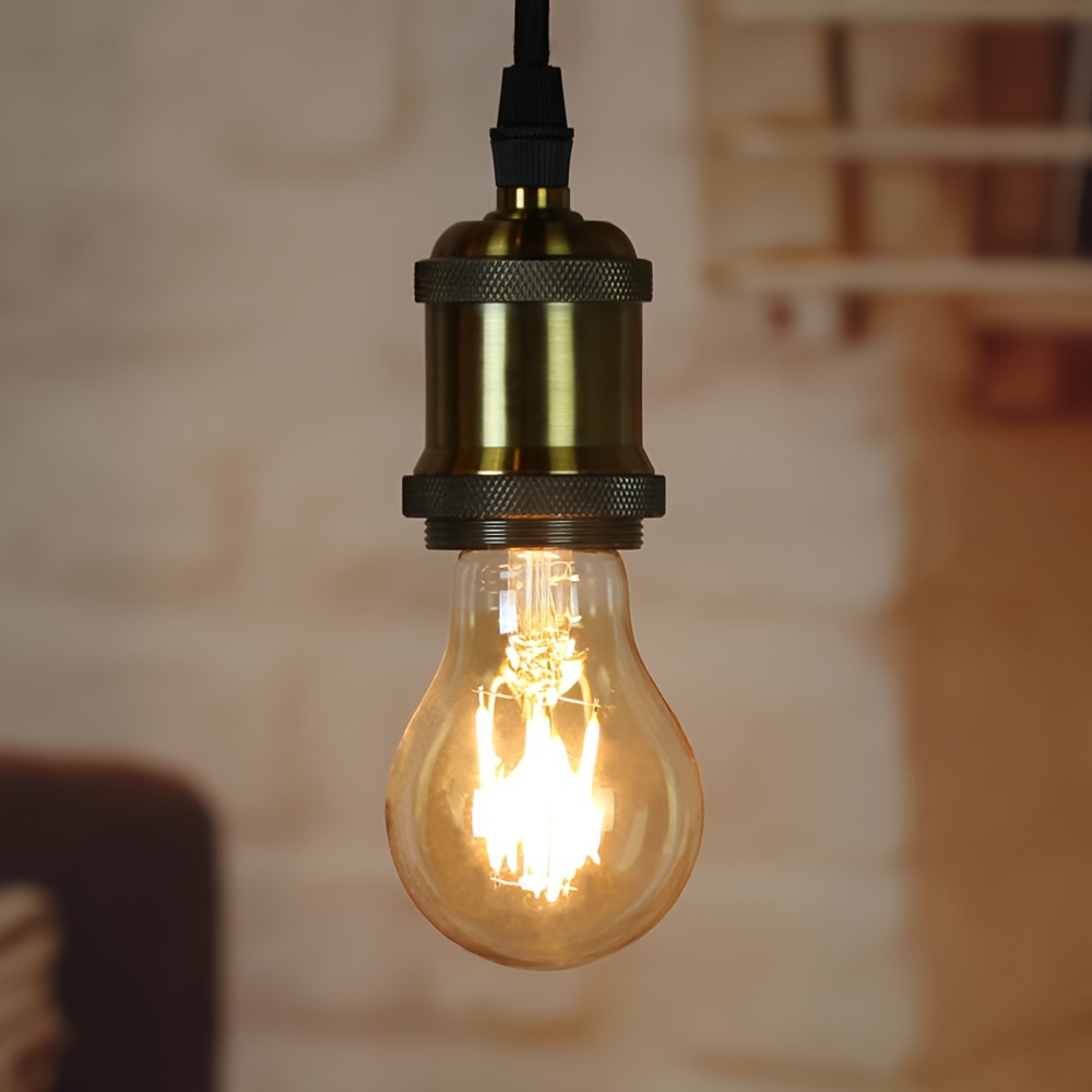item picture 1pc vintage light bulb a60 220v 4w e27 base 2700k warm white   clear glass led filament lamp dining room living room bedroom chandelier home decor lamp non dimmable 2 36 x4 25