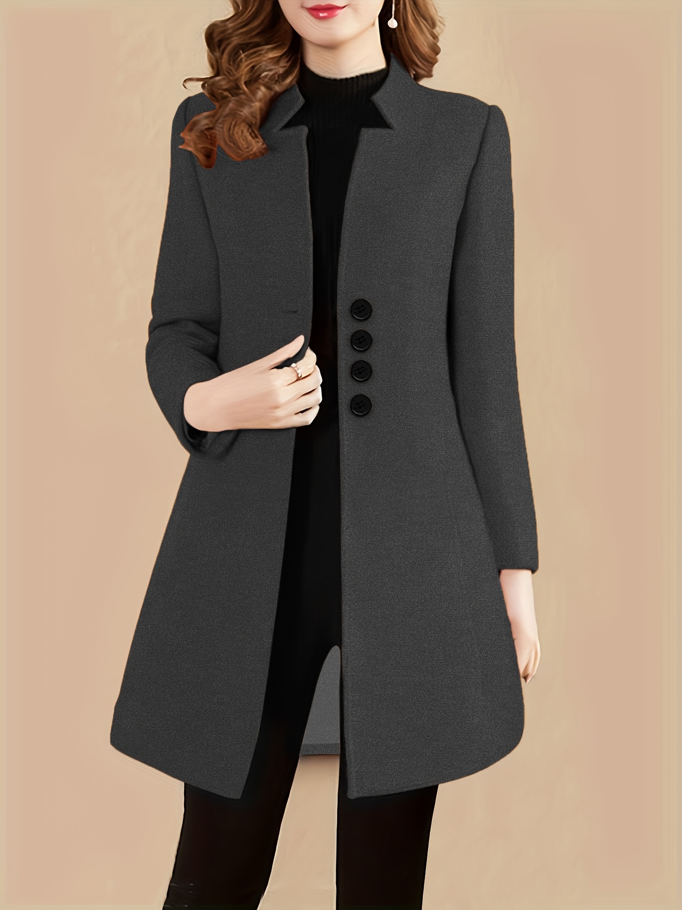 damen eleganter grüner fleece mantel knopfleiste jacke Temu Austria