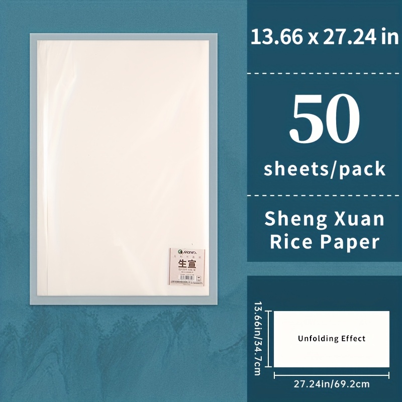 TEMU 50 Sheets Marie's Rice Paper, Chinese Calligraphy Paper, Soft () Xuan For & Oriental Painting, Ink Drawing, Chinese Calligraphy Writing,