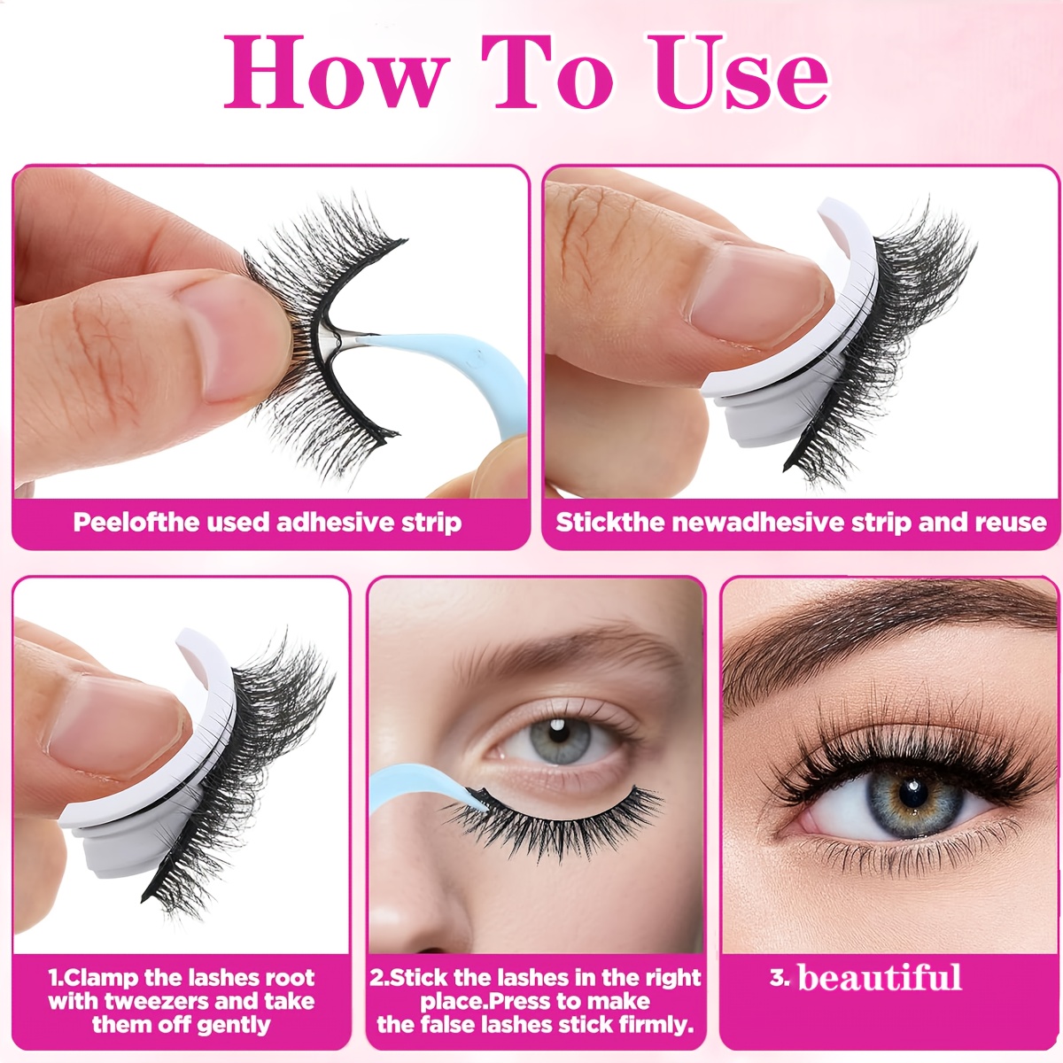 5 paar natrliche selbstklebende falsche wimpern 7 14 mm - Temu Germany