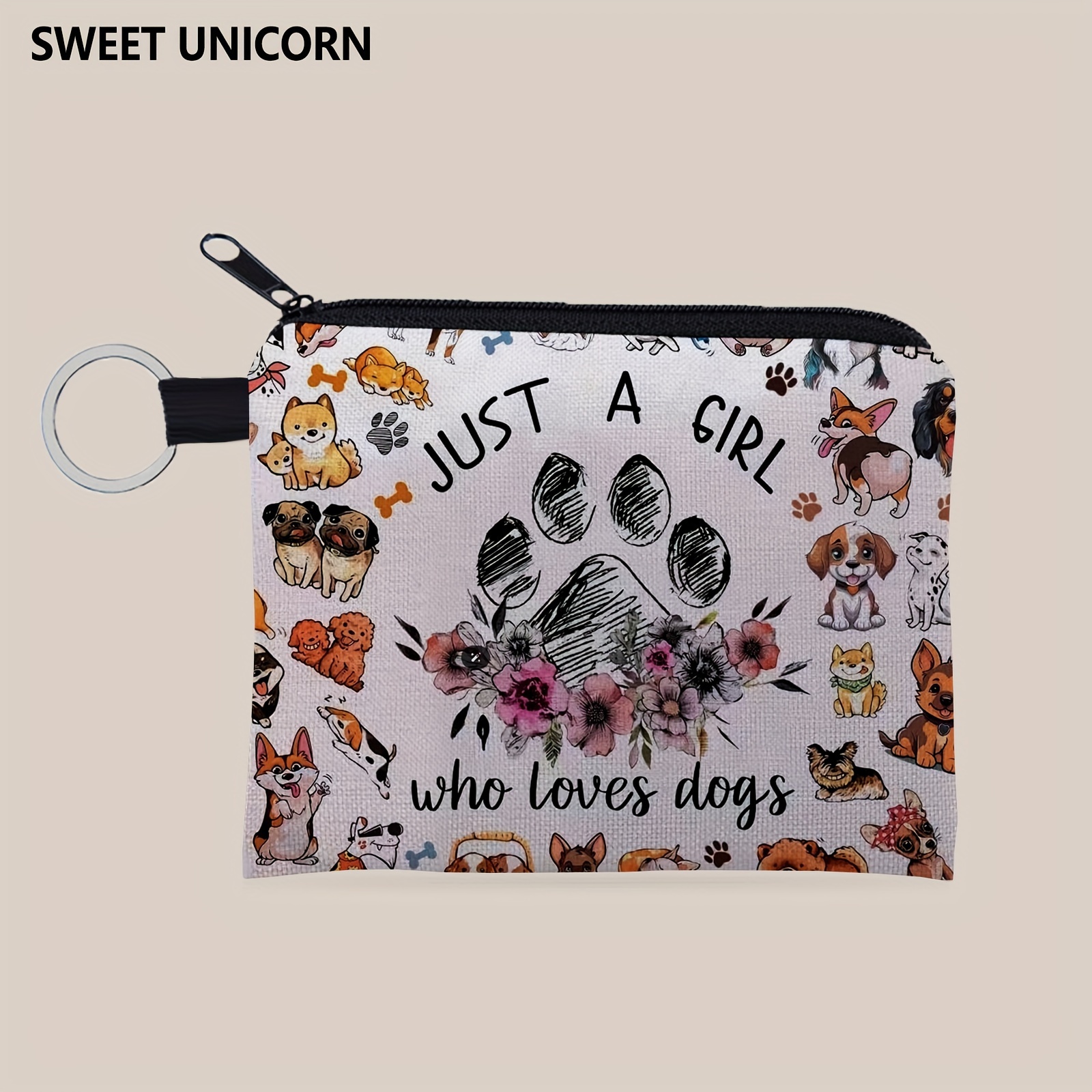 

1pc Cute Dogs Print Pattern , Zipper Small Capacity Portable Multifunctional Change Purse, Gifts For Women