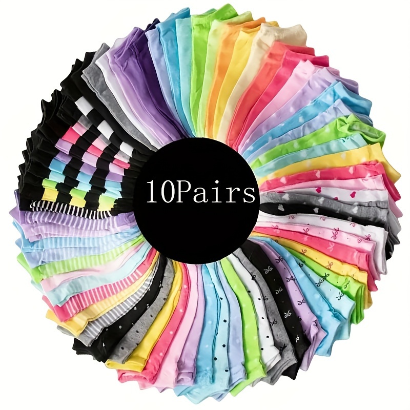 

10/20/30pcs Women's Breathable & Soft Ankle Socks - Cute Patterned, Stretchy Low-cut