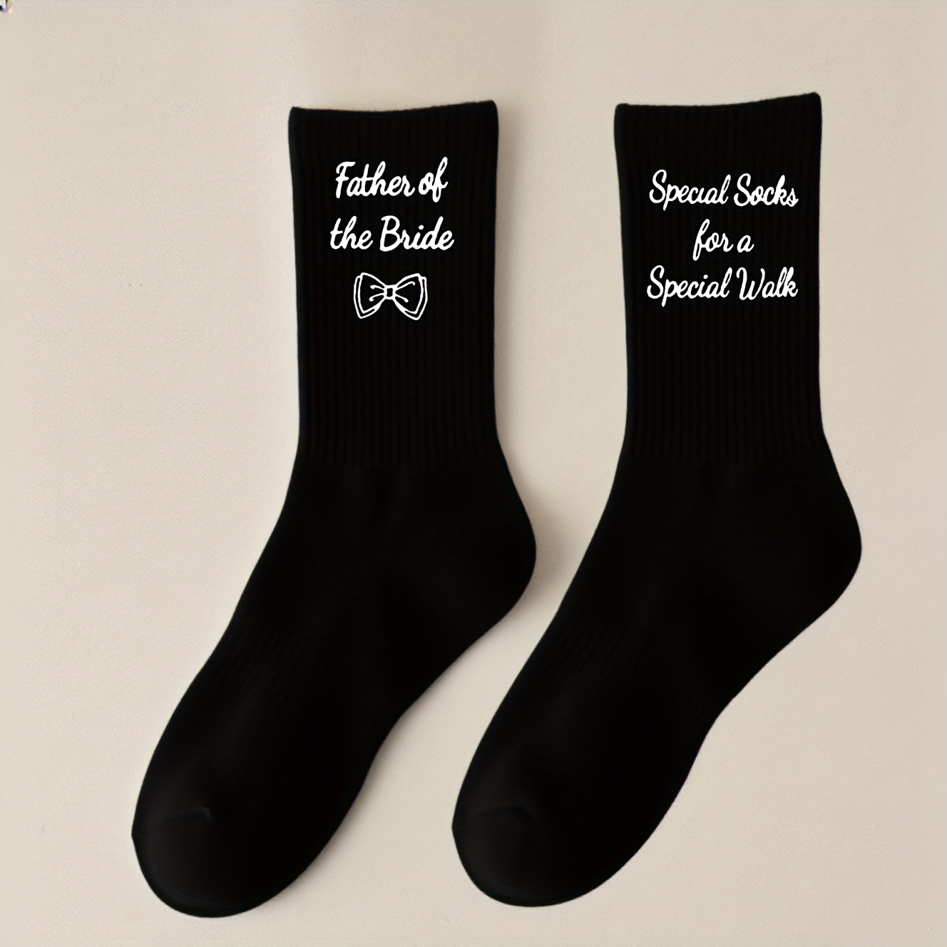 TEMU 1pair Father Wedding Decor Mid-calf Socks Father Of The Bride Wedding Party Socks Wedding Gift Special Meaning Socks For Wedding