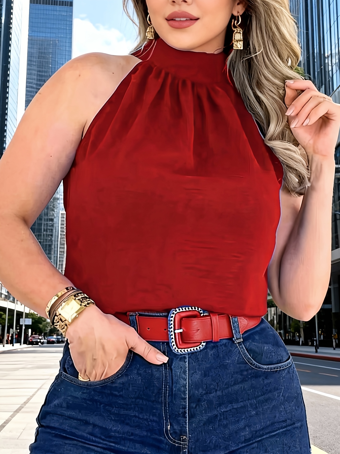 hmy simple halter neck top a comfortable and stylish   for everyday     details 0