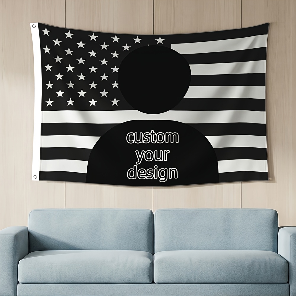 TEMU 1pc Custom Flag Personalized Banner Outdoor Decoration Add Your Own Image/text Home Outdoor Banner Decor With 2pcs Rope Rings, Reusable