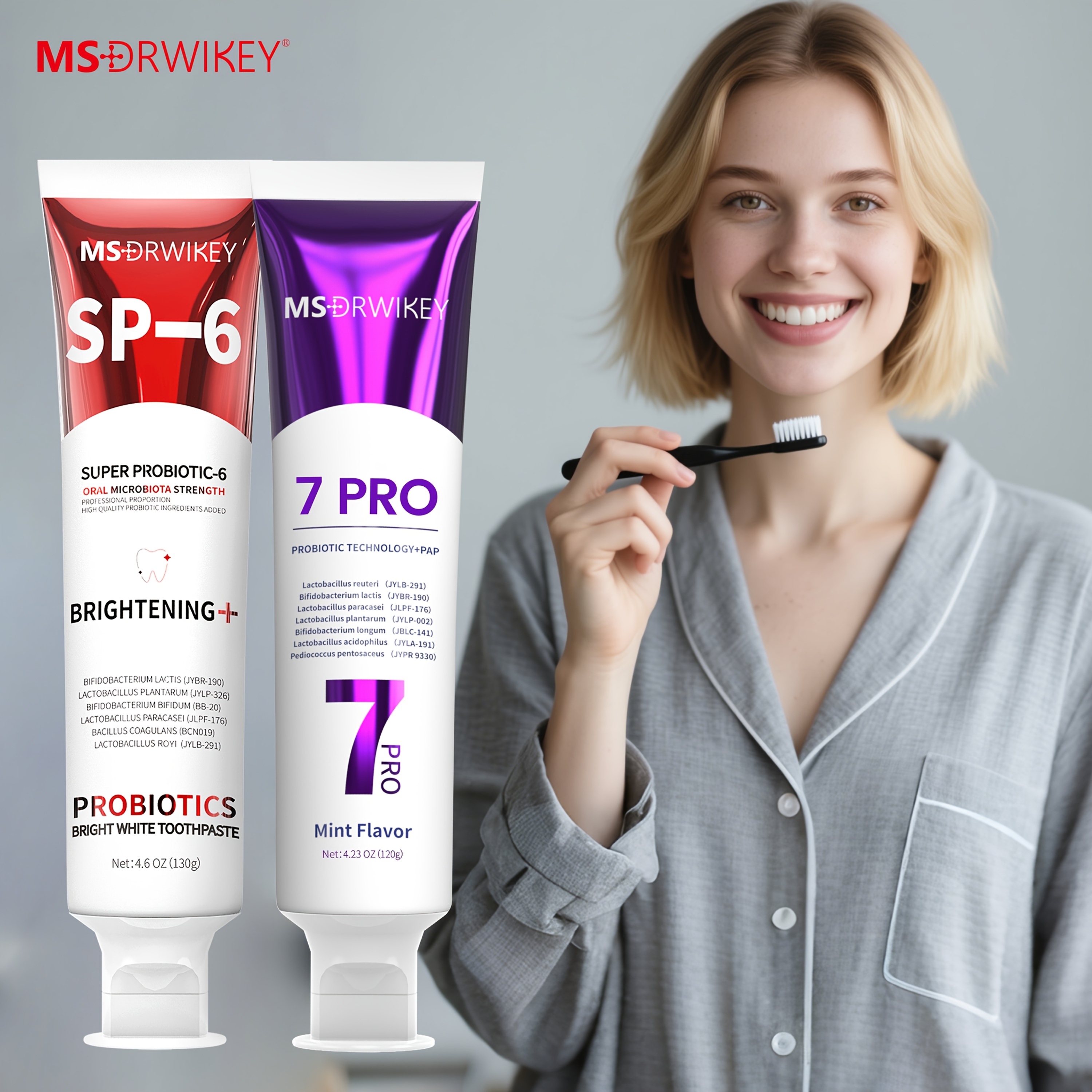 TEMU 2pcs Toothpaste Duo - Clean Toothpaste With 6 Probiotics & 7- Toothpaste With 7 Probiotics - For Fresh, Everyday Clean,