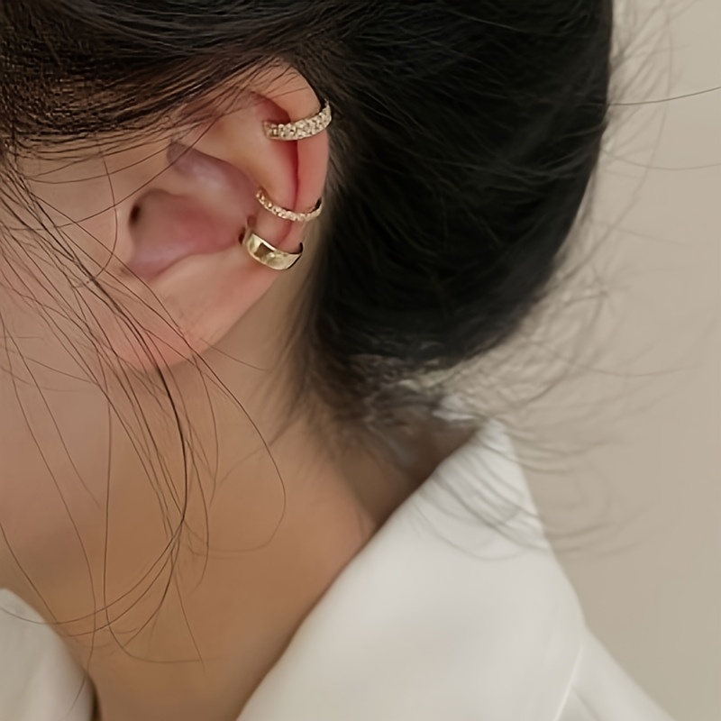 TEMU Juego de 3 Piezas de Clips para Orejas de Cobre y Plata, Sencillos y Elegantes de