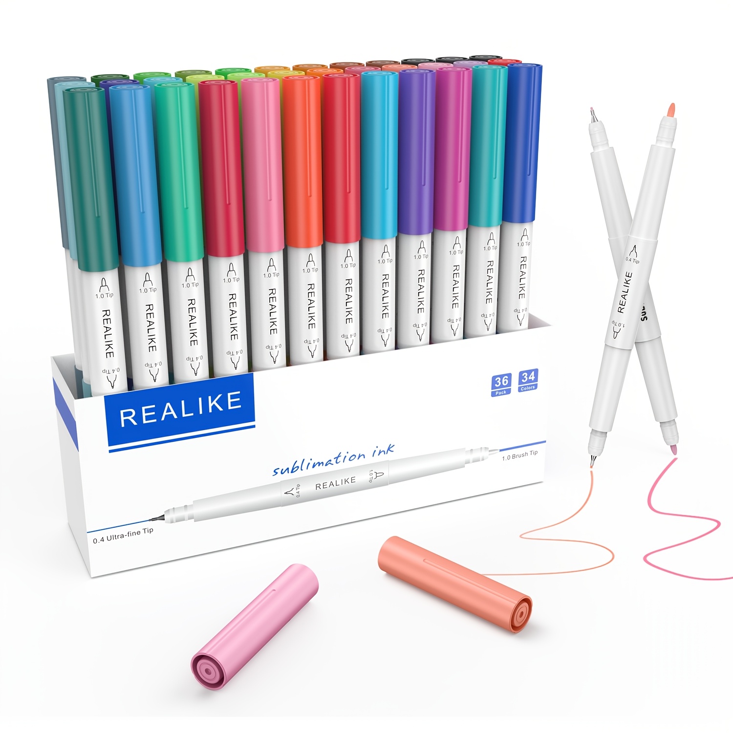 E-shop Set mit 36 Dual-Tip Sublimations-Tintenstiften, kompatibel mit Maker 3, Maker, 3, Air 2, Air und One, mit Markern zum Schreiben und Zeichnen,