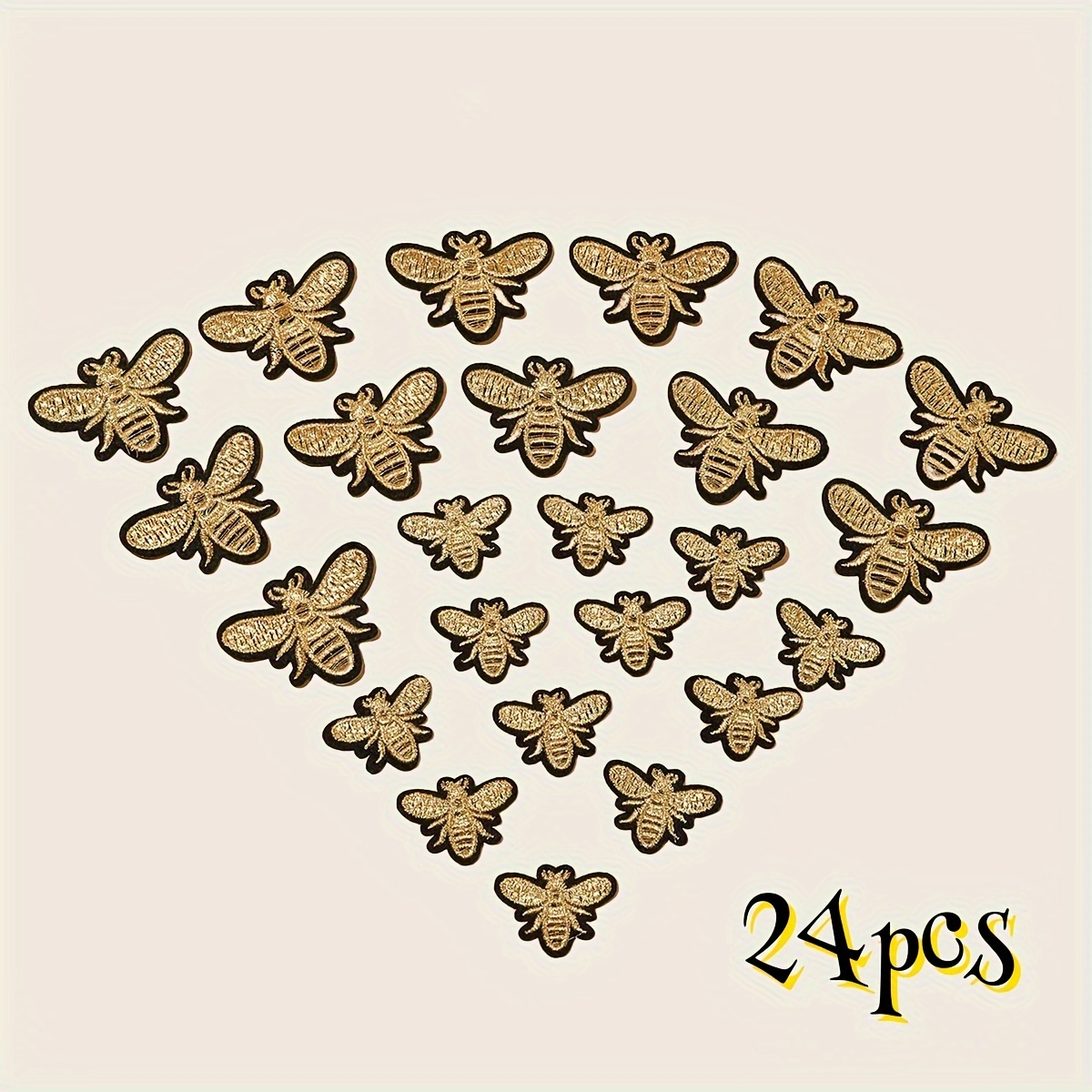 E-shop 24 Stück Bienen-Patches – 2 verschiedene Größen von Bienen-Patches für Rucksäcke, Bienen-Applikation für Jacken, bestickte Patches,