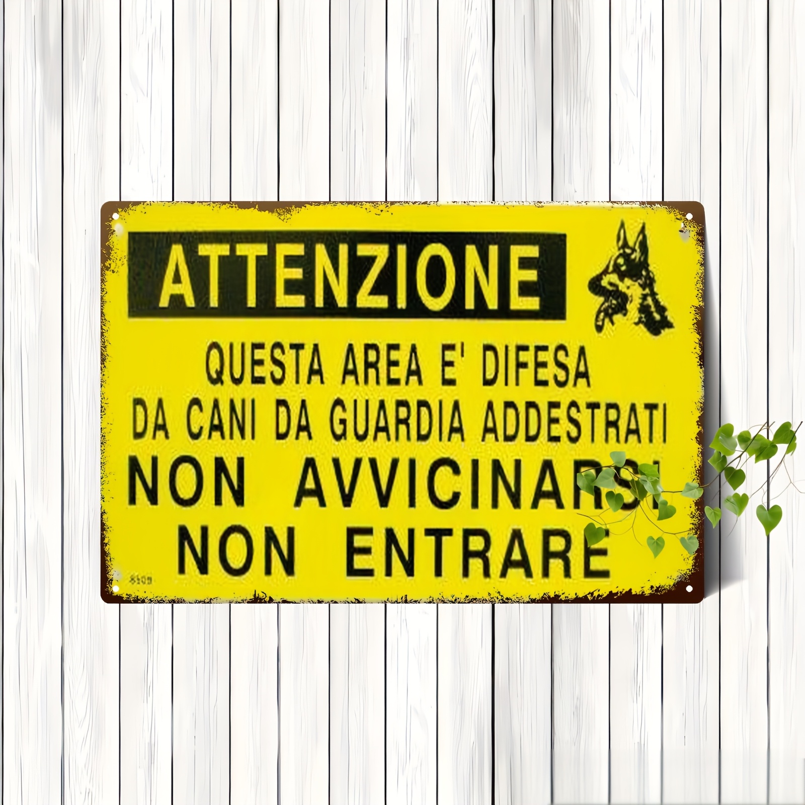 TEMU 2D Piatto, 1pz Targa Vintage di - "Area per Cani Addestrati" - Placca in Metallo con Testo , del Cane - 8x12 Pollici (20.32x30.48cm) -