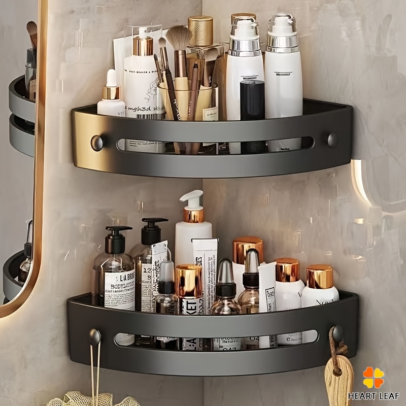 TEMU Practical Corner Shelf: Triangular Corner Shower Wall-mounted Organizer | No-drill Toilet Storage Rack, Rust-proof Bathroom Shower Organizer,