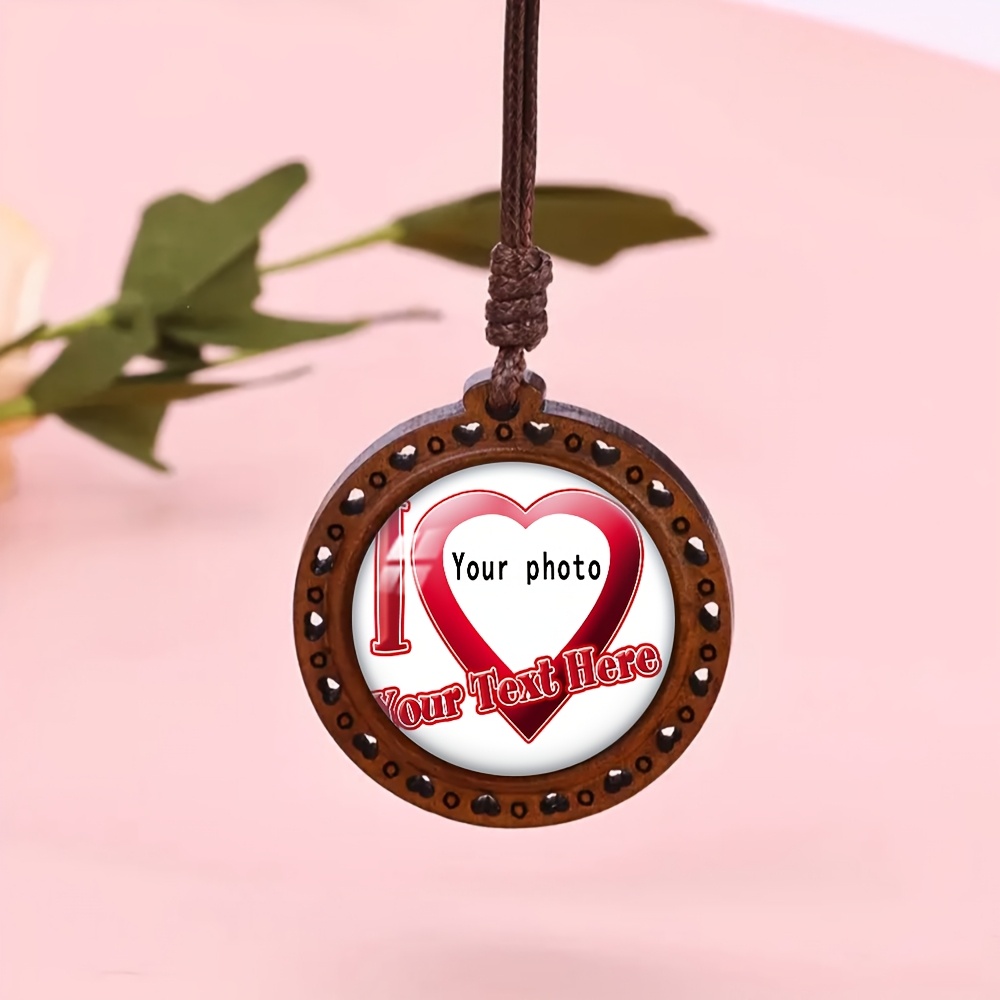 Wood Bead Heart Pendant Necklace, Bohemian Retro Style