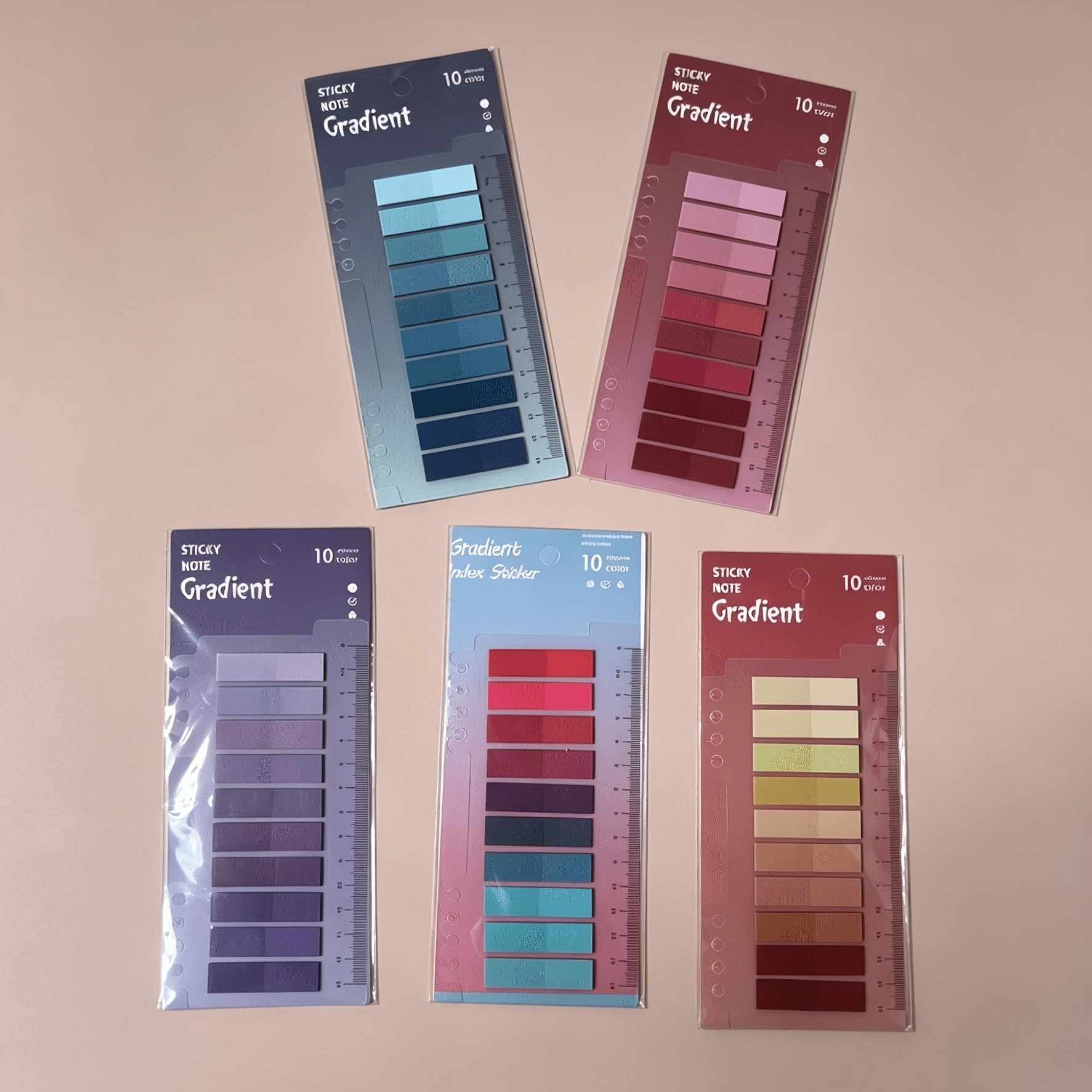 TEMU 100 Styles de Notes Adhésives, 1000 Feuilles de Notes Adhésives en Matériau PET Épaissi Amélioré, Inclut une Règle Intégrée, Livré avec des