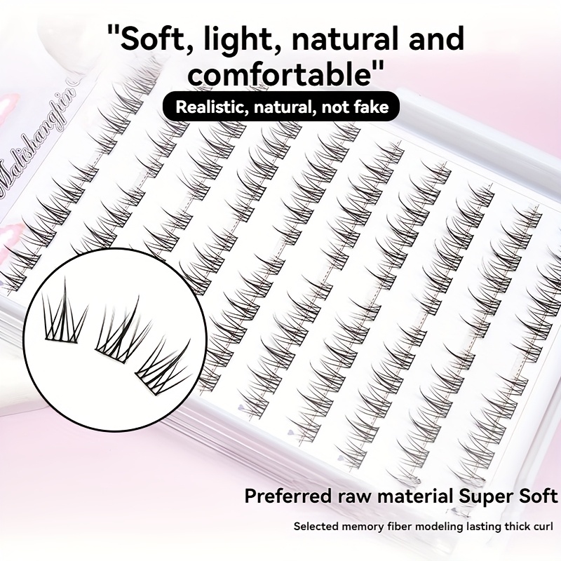 120pcs self   eyelash clusters natural look 9 12mm wispy pre   press   no   is required needed reusable invisible band hypoallergenic ethically made vegan lashes for beginners daily wedding party makeup 5d fiber