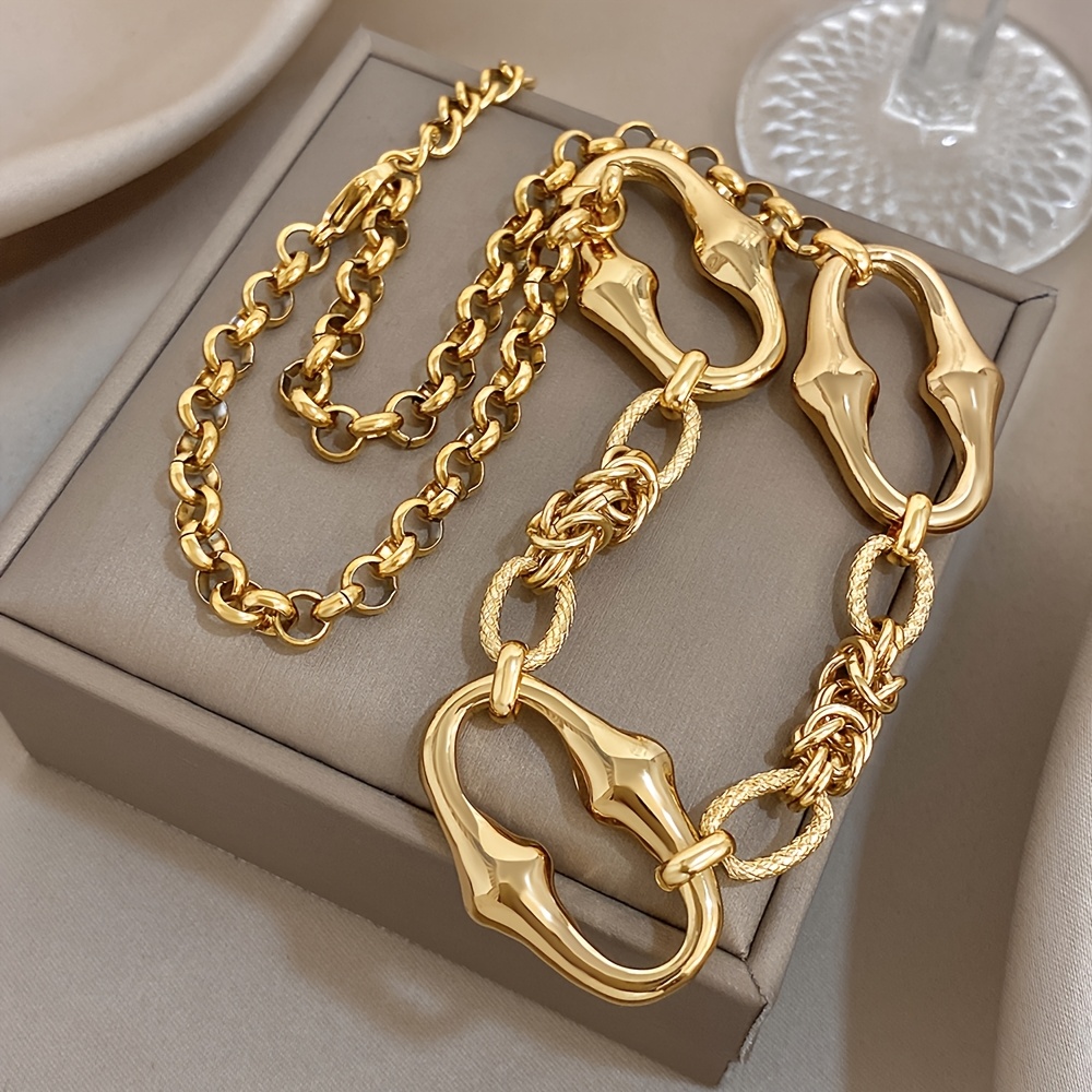 TEMU 1pc Collier Élégant avec Pendentif en Chaîne d'Oste de Doré et Fermoir en Fer à Cheval pour Femmes Hommes, Bijoux de Fête, Additions 304 304 304