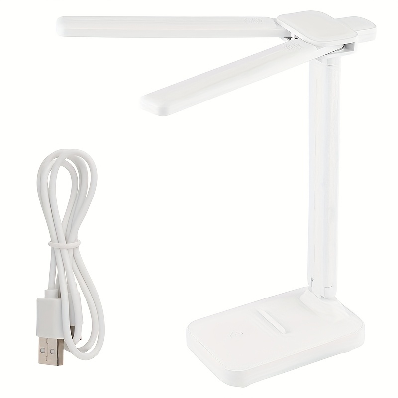 Dual-head Smart Touch Desk Lamp With Brightness Adjustment, Usb Charging Cable, Adjustable Dual-head , Suitable For Bedroom, Living Room, And Other Settings