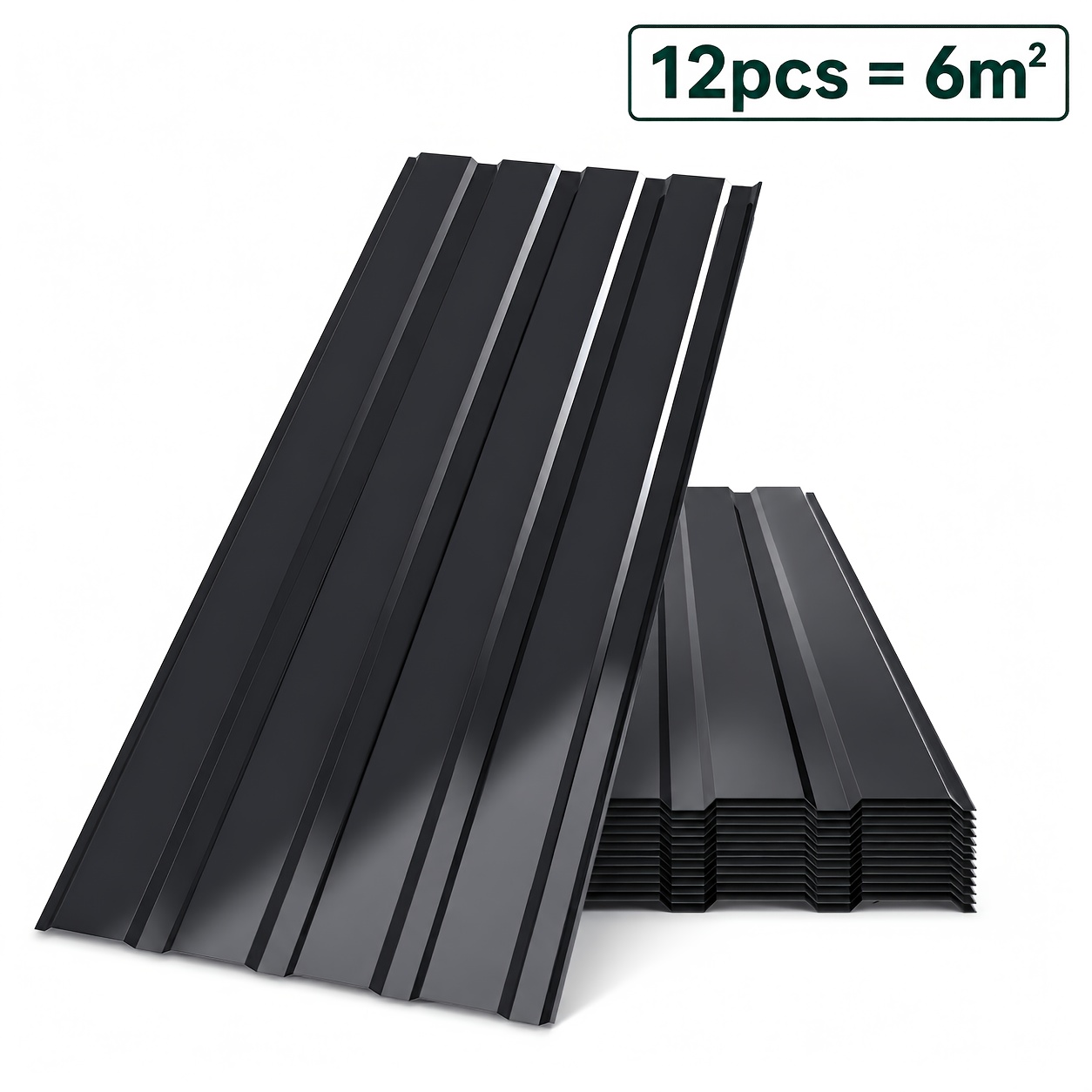 6m² Roof Covering Corrugated Roofing Sheets 115x45cm Galvanized Steel Roof Panels 12-pack Temporary & Removable Metal Roof Panels Diy Roof Cladding Green/grey