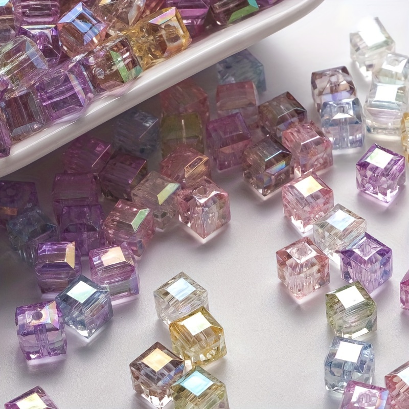 

50pcs 8mm Cube Colorful Square Acrylic Spacer Beads For Jewelry Making