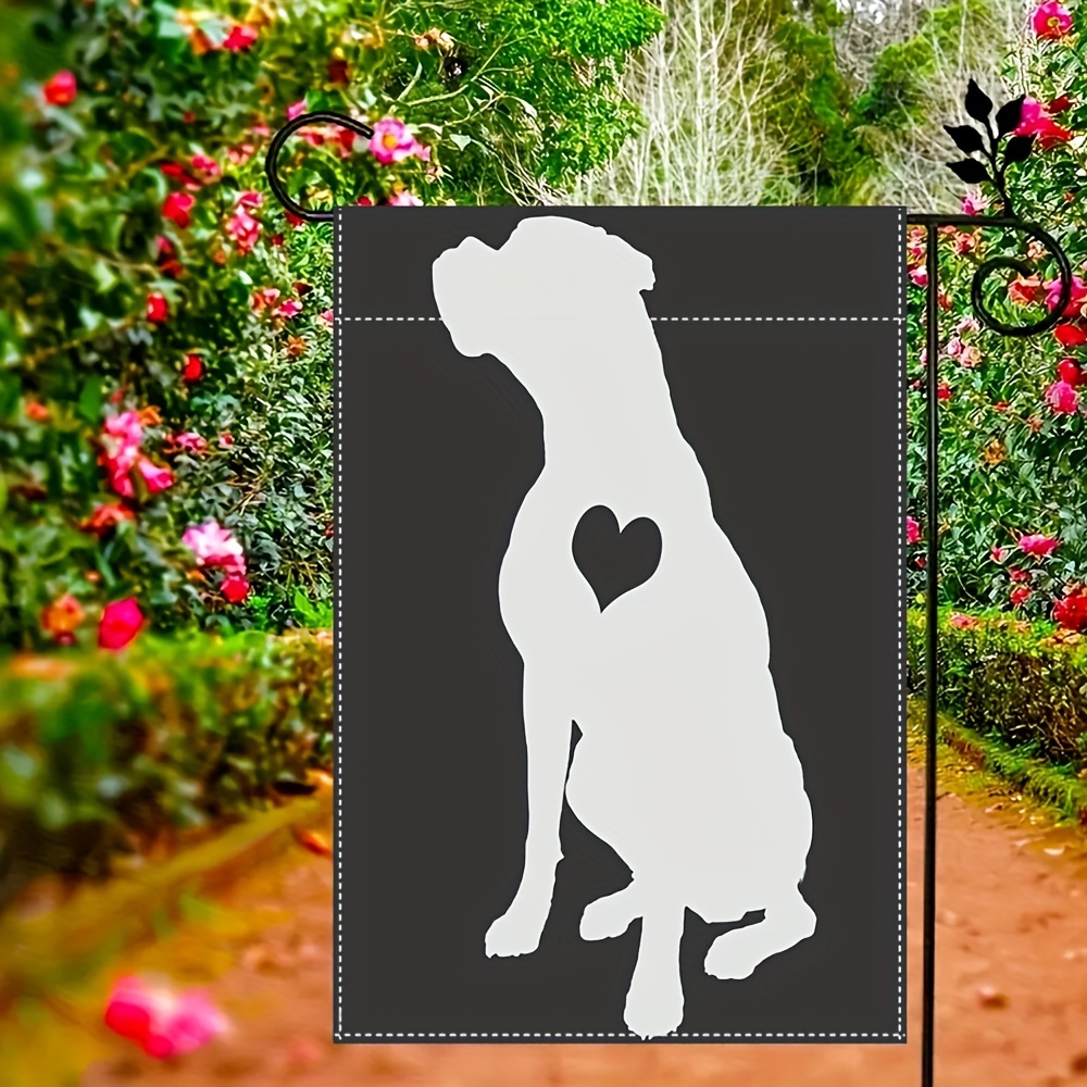 

Boxer Dog Silhouette Garden Flag - 1pc Double-sided Print Polyester Banner 12.2" X 18.1" - Seasonal Garden Flag For Patio & Yard Decoration Without Flag Pole