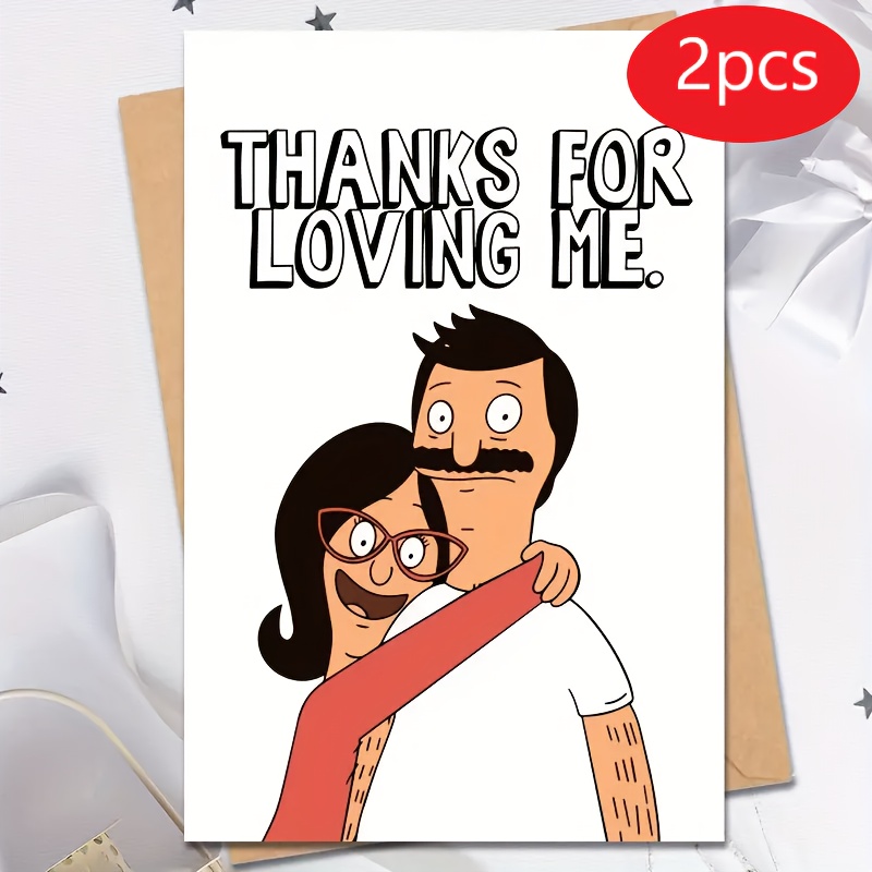 

2pcs Funny Bob Pattern Greeting Cards For Valentine's Day, Christmas, Thanksgiving & Halloween - Perfect Gift For , Wife, Husband, Girlfriend, Boyfriend With Envelopes