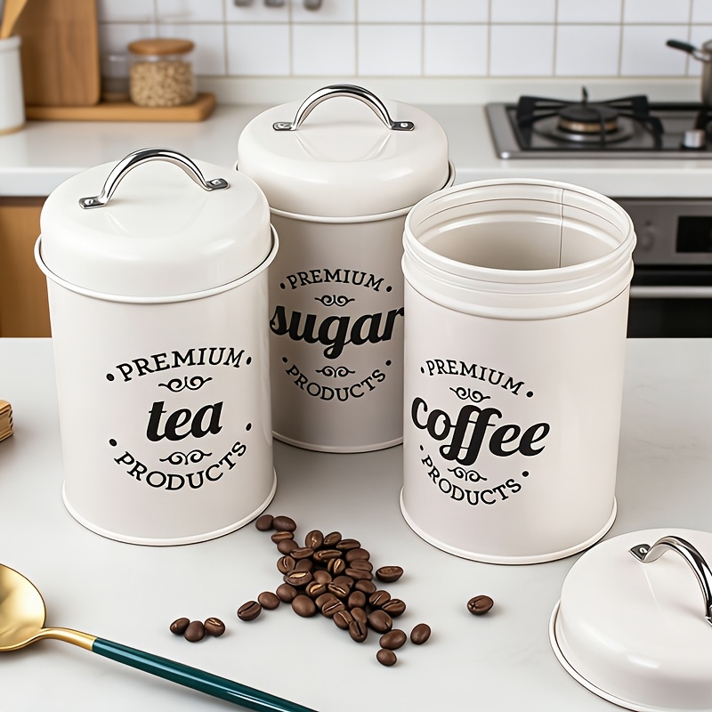 3pcs food storage container set with sealed lid retro design food storage room organizing tool for storing biscuits flour tea Product details 0