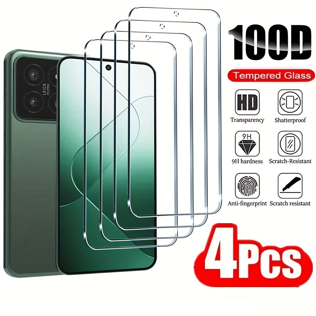 

4pcs 9h Tempered Glass Screen Protector For Xiaomi Note 8 10s 11 11s 12 12s 13 14 Pro + 12c 13 13c 14c For Xiaomi 13t 14t Pro, Screen Tempered Glass High Hardness Anti /