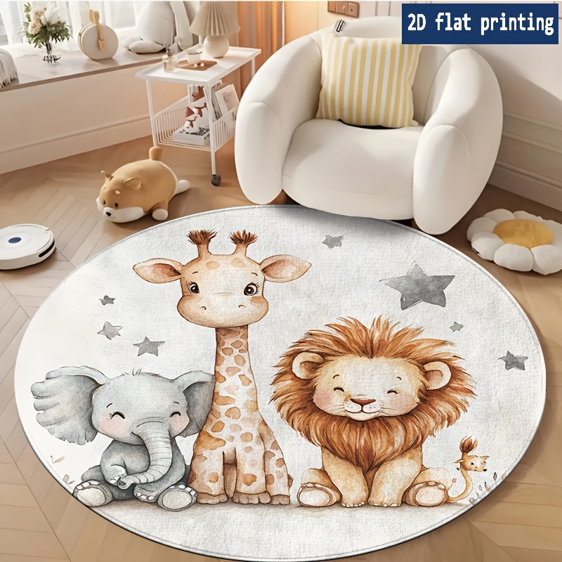 TEMU 1pc, Animals Stars, Round Rug Mat, Suitable For Entrance, Living Room, Bedroom, Outdoor Terrace And Garden Decoration Machine Washable