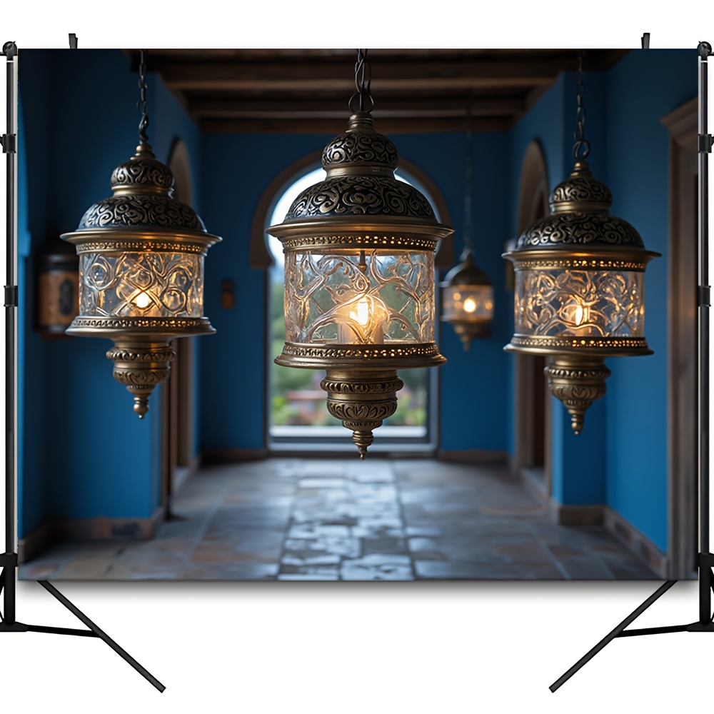 1pc elegant   chandelier multi function ramadan festival decoration polyester ideal for parties birthdays anniversaries weddings graduations bachelorette parties party lighting ornate lanterns durable polyester ramadan decorations details 0