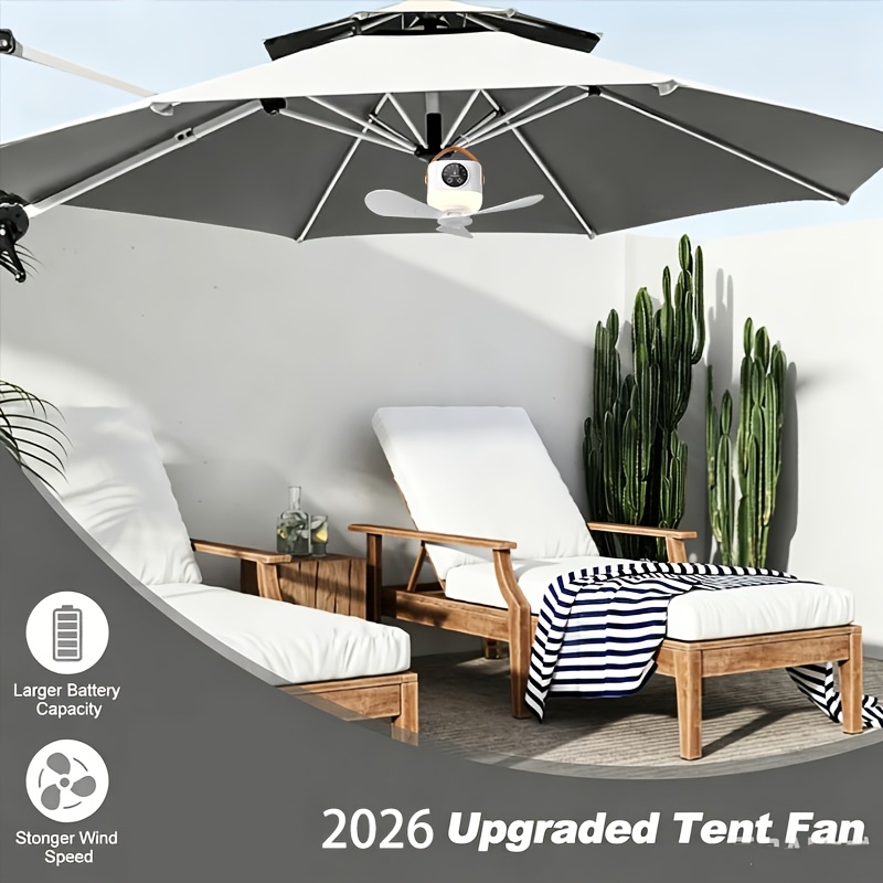 Image of Portable Detachable Blade Rechargeable Camping Fan, With 3-level Night Light, Remote Control And Timer, 4-level Wind Speed, , Camping Tool, Suitable For Tent, Camping, Rv, Travel, Bbq, Fishing