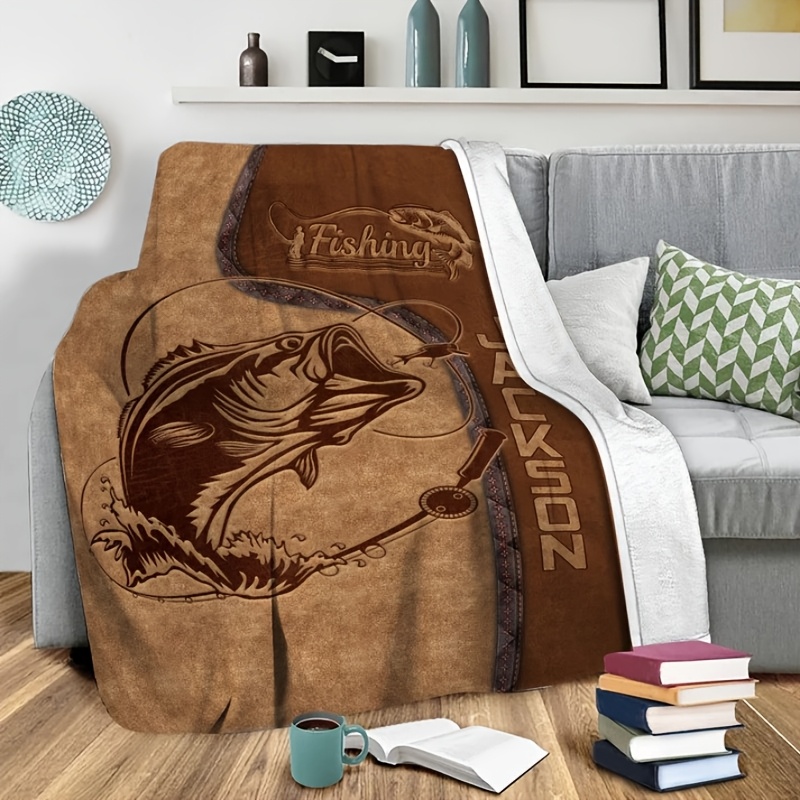 E-shop 1 Stück Personalisierte Angelmuster Flanell-Decke, Individuell Weiche Warme Digitaldruck Fleece-Decke für Sofa, Bett, Reisen, Camping,