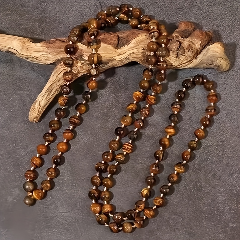 TEMU 1 Collar de Cuentas Bohemio de de 120 cm (47.24 Pulgadas) para Mujer - Elegantes Cuentas de Vidrio Marrón, Adecuado para a Día de Mujeres, ,