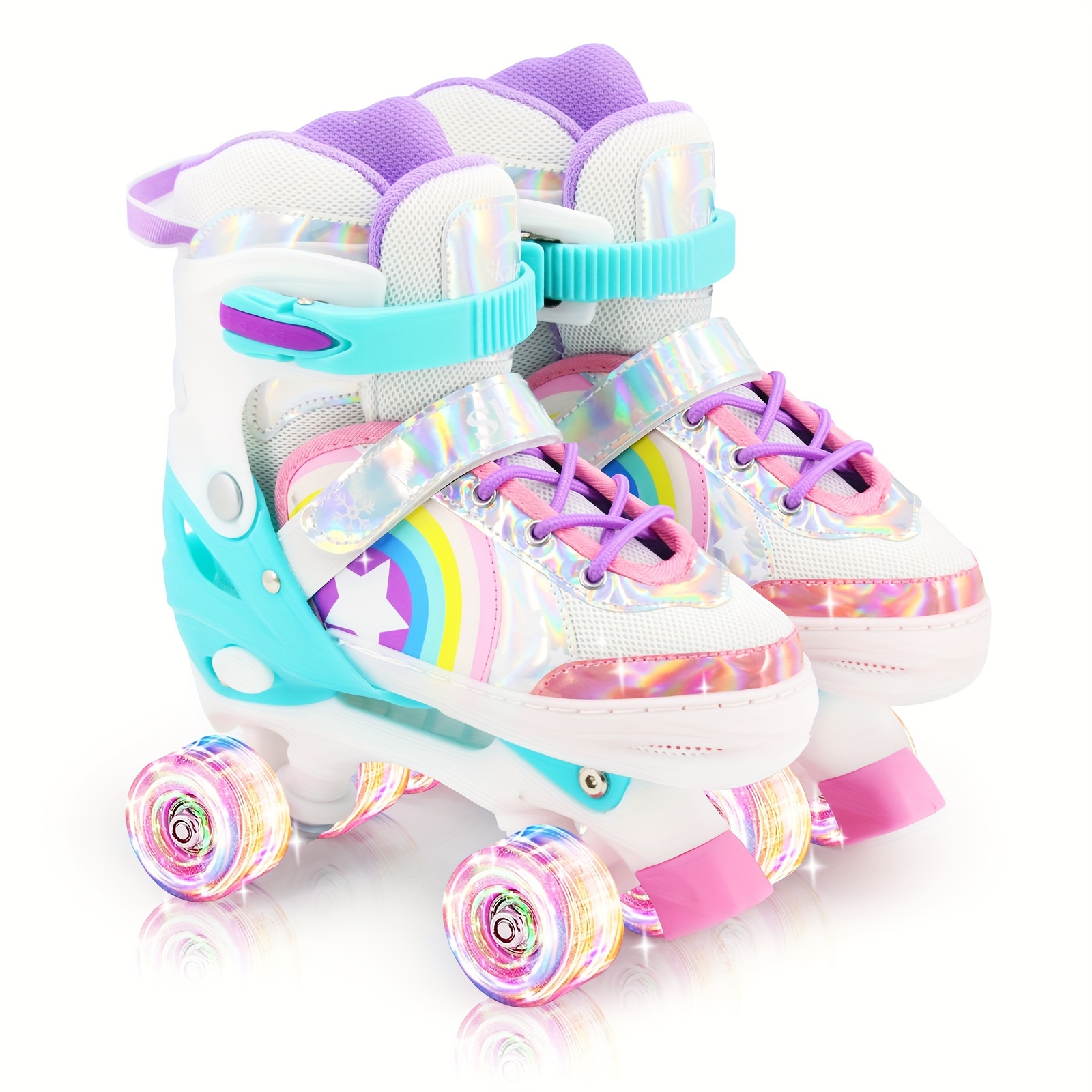 

Roller Skates For Kids, 4 Sizes Adjustable, Rollerskates With Light Up Wheels, Toddler's Indoor And Outdoor Sports, Fun Skating, Birthday/ Holiday Gifts For Kids