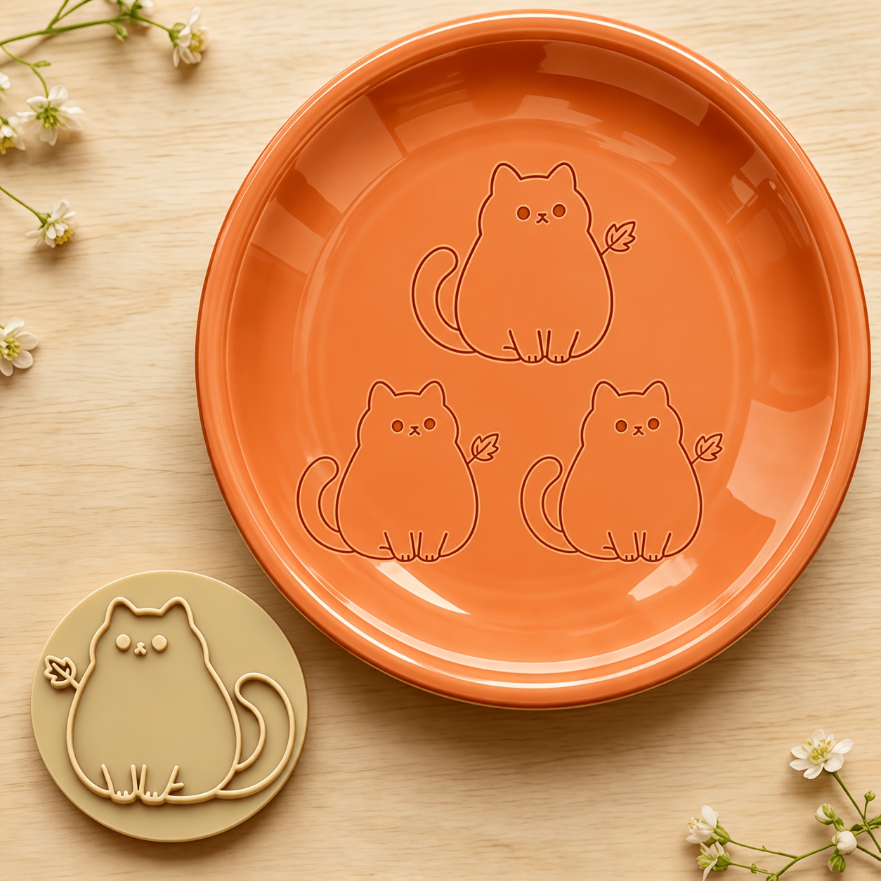 Fat Cat & Autumn Leaf Texture Stamp Tool, Plastic