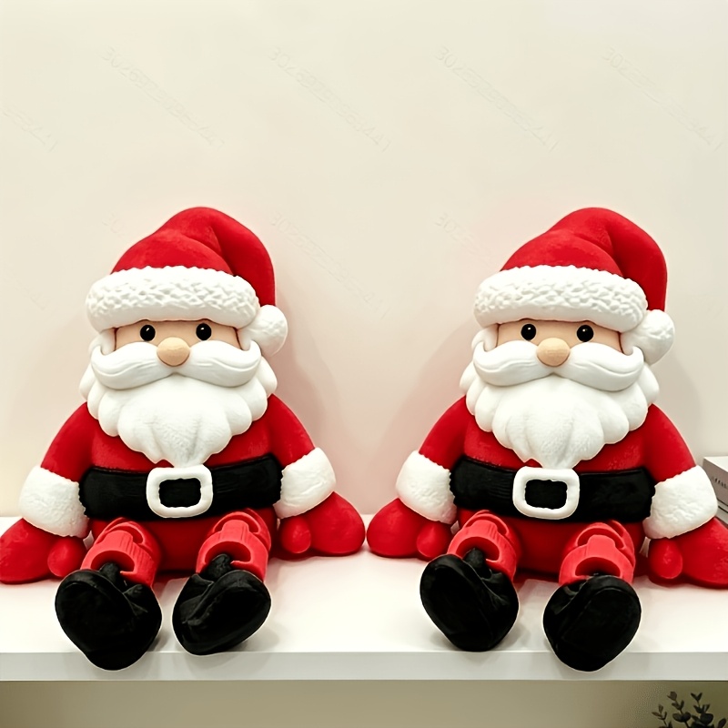TEMU 2026 Santa Claus And Snowman Sitting Ornaments, Christmas Holiday Desktop Bookshelf Edge Decorations Small Sculpture Ornaments, Desktop Office