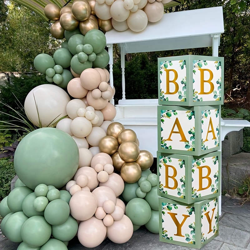 

4pcs Jungle Party Baby Shower Decorations Balloon Boxes Green Forest Birthday Party Decorations Box Wild 1 Babyshower Suppies Building Box